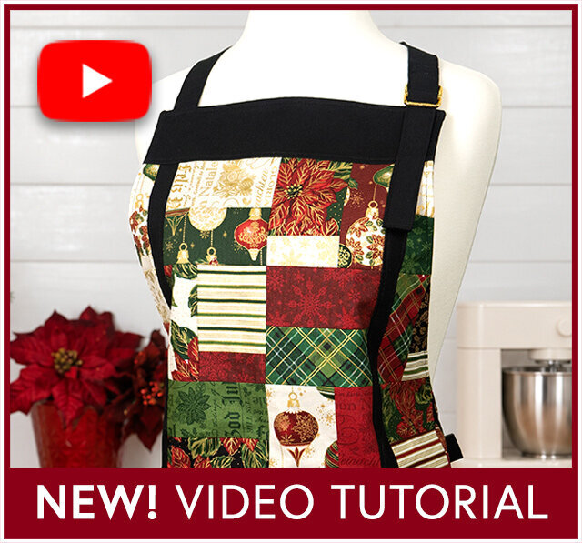 Charm Squares Apron Kit - Poinsettias at Christmas