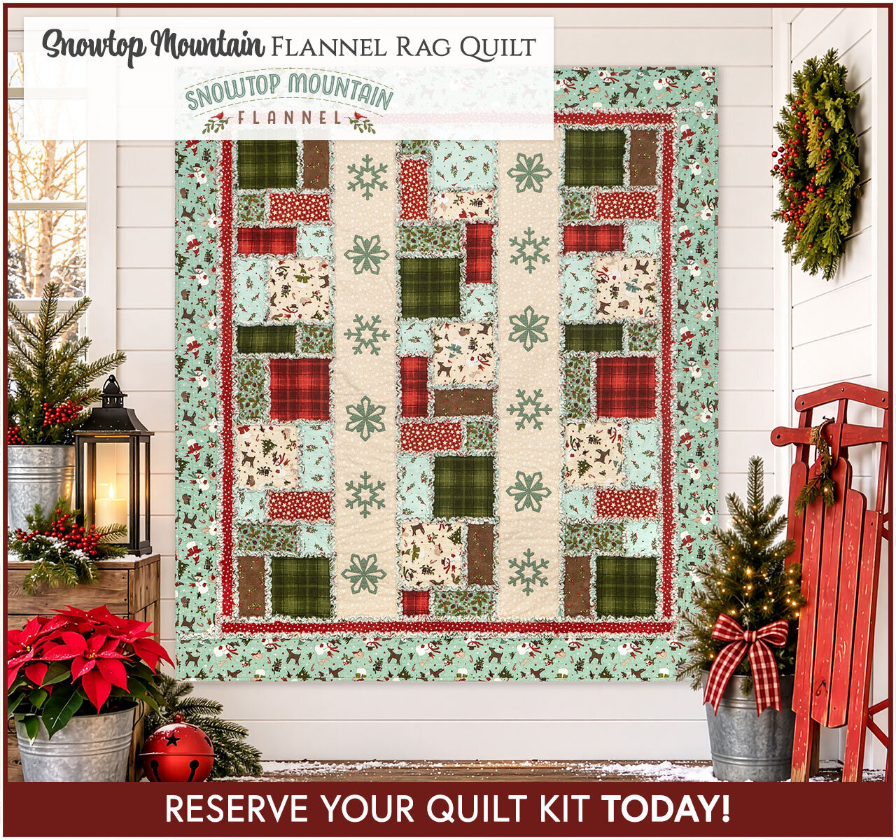 Snowtop Mountain Flannel Rag Quilt Kit - RESERVE