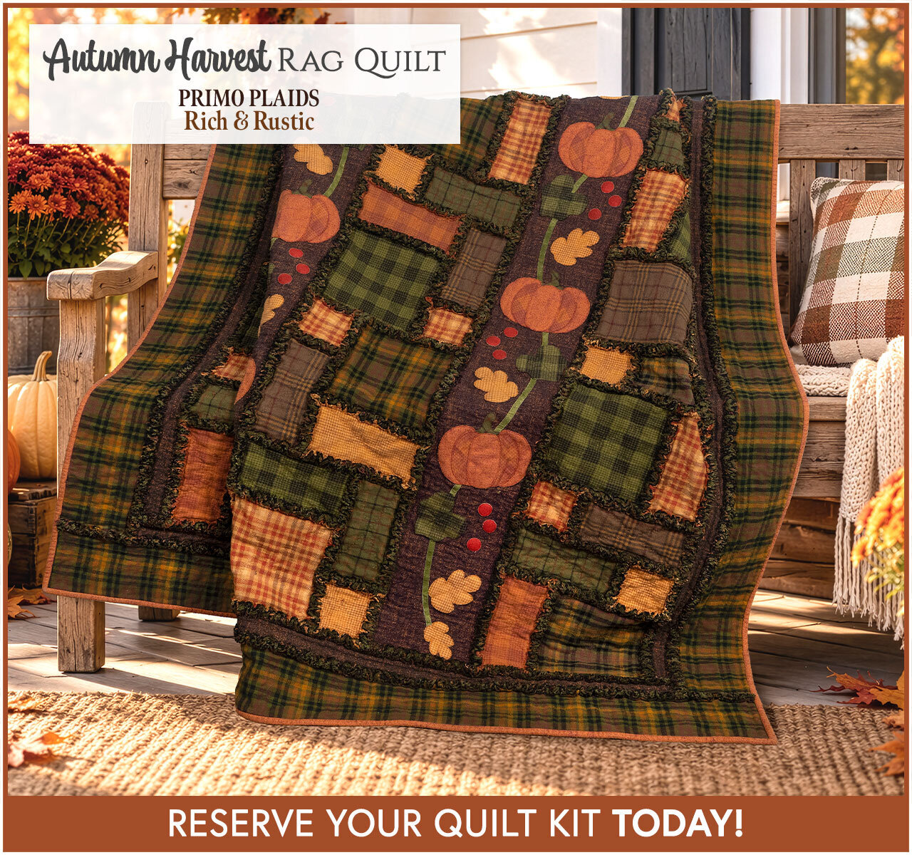 Autumn Harvest Flannel Rag Quilt Kit - RESERVE