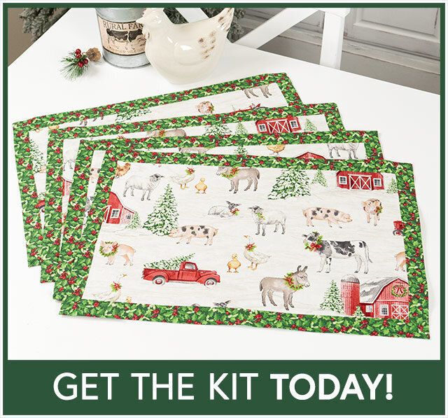 Self-Binding Placemats Kit - Barnyard Christmas