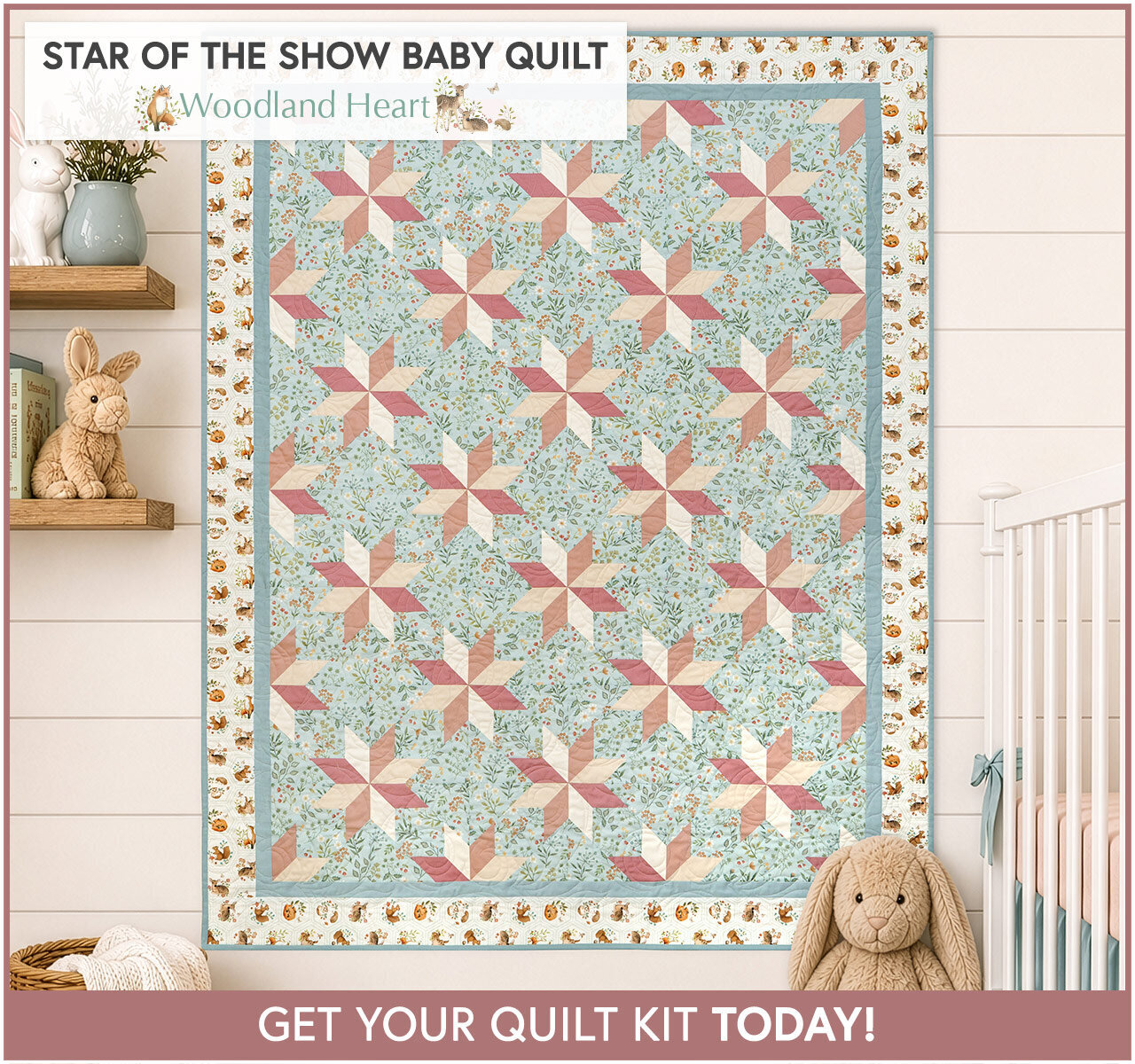 Star of the Show Baby Quilt Kit - Woodland Heart