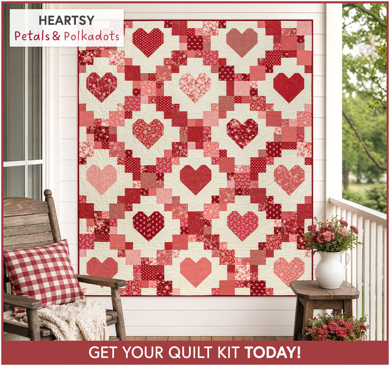 Heartsy Quilt Kit - Petals and Polka Dots