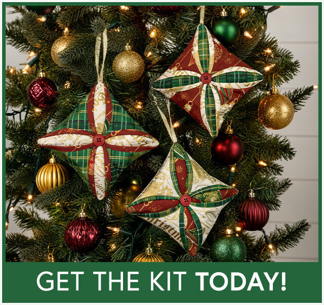 Cathedral Window Ornaments Kit - Poinsettias at Christmas - Makes 3