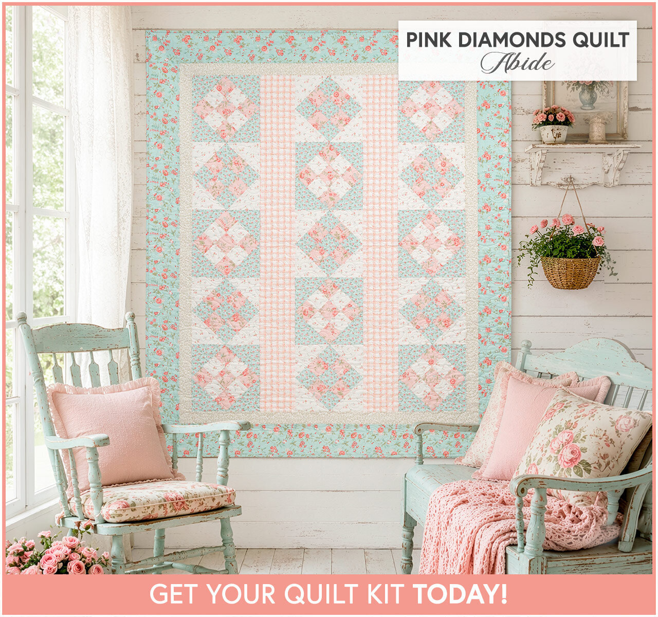 Pink Diamonds Quilt Kit
