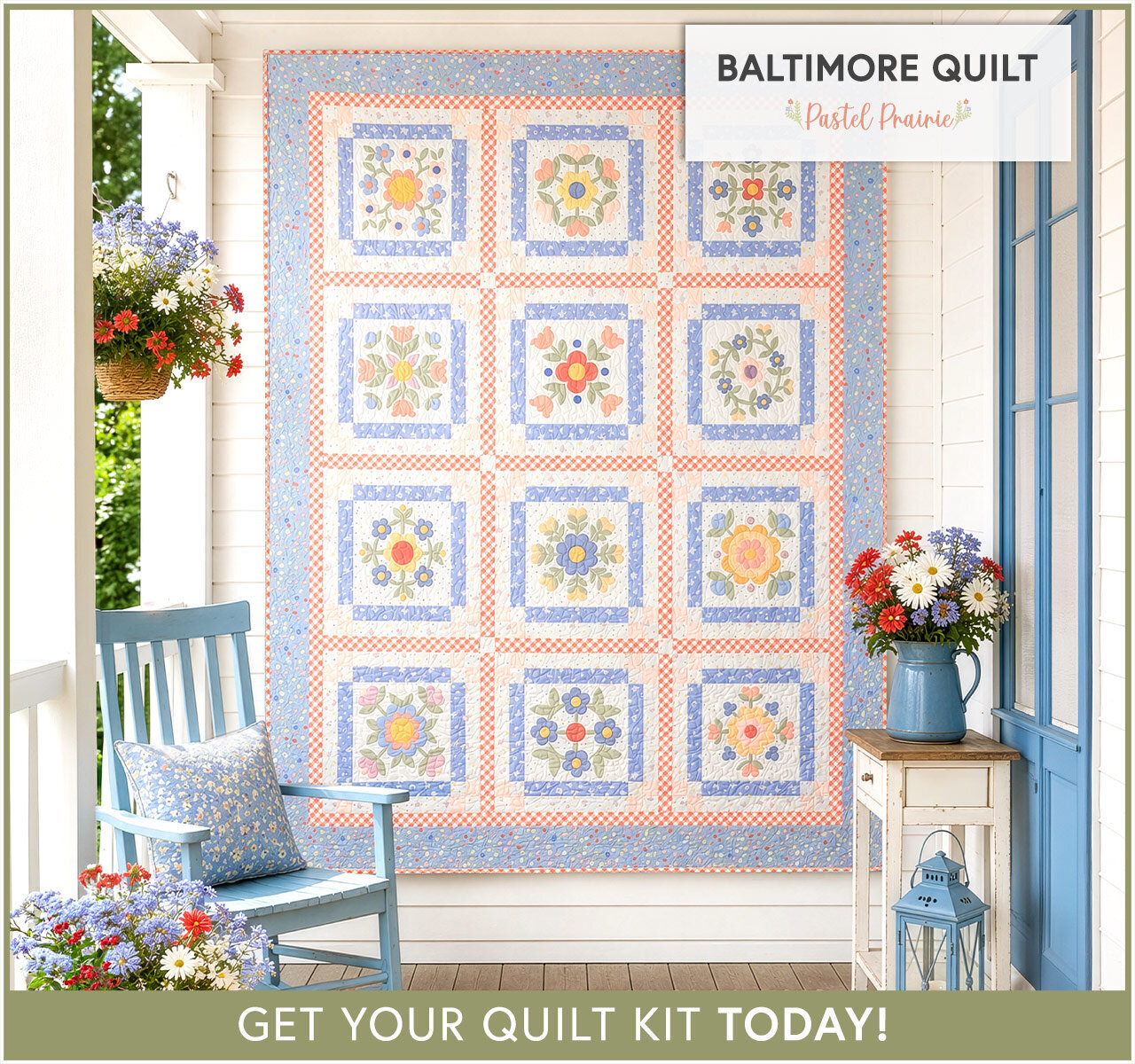 Baltimore Quilt Kit - Pastel Prairie
