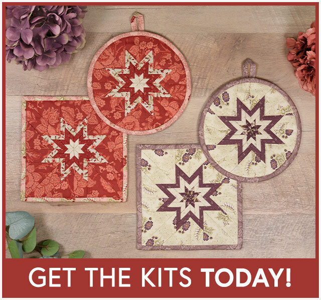 Folded Star Hot Pad Kit - Forest Glen - Round OR Square Red and Plum