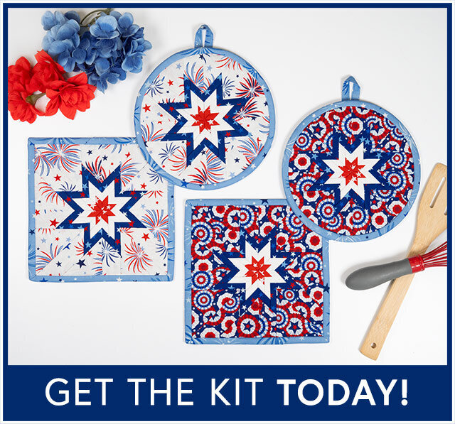 Folded Star Hot Pad Kit - Celebrate The USA - Round OR Square - Multi and White