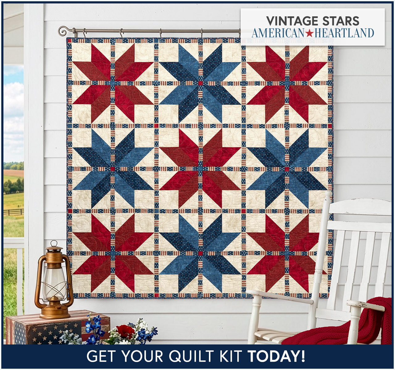 Trip Around The World Quilt Kit - Star Spangled
