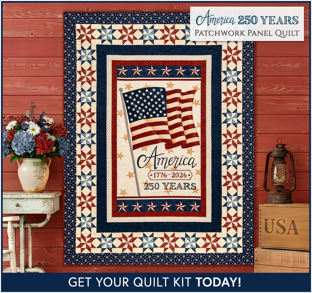 Trip Around The World Quilt Kit - Star Spangled