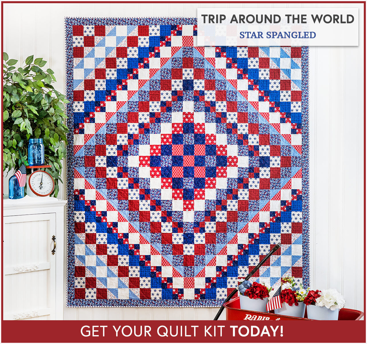 Trip Around The World Quilt Kit - Star Spangled
