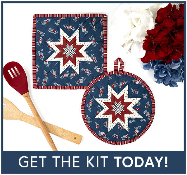 Folded Star Hot Pad Kit - American Gatherings III - Round OR Square - Blue