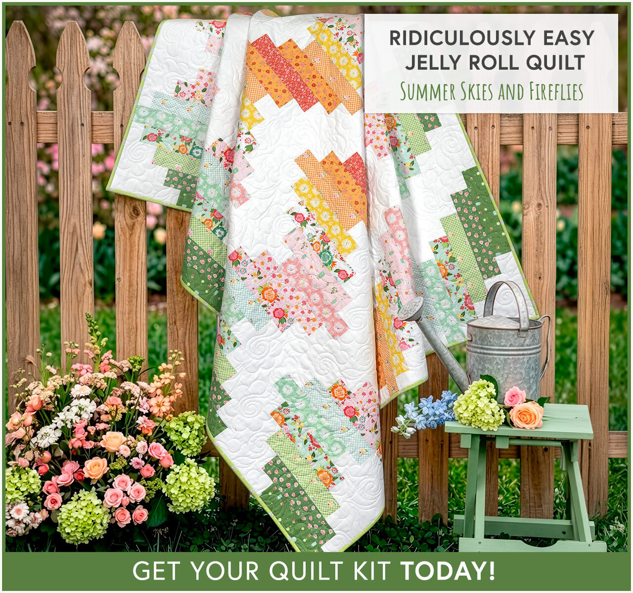 Ridiculously Easy Jelly Roll Quilt Kit - Summer Skies and Fireflies