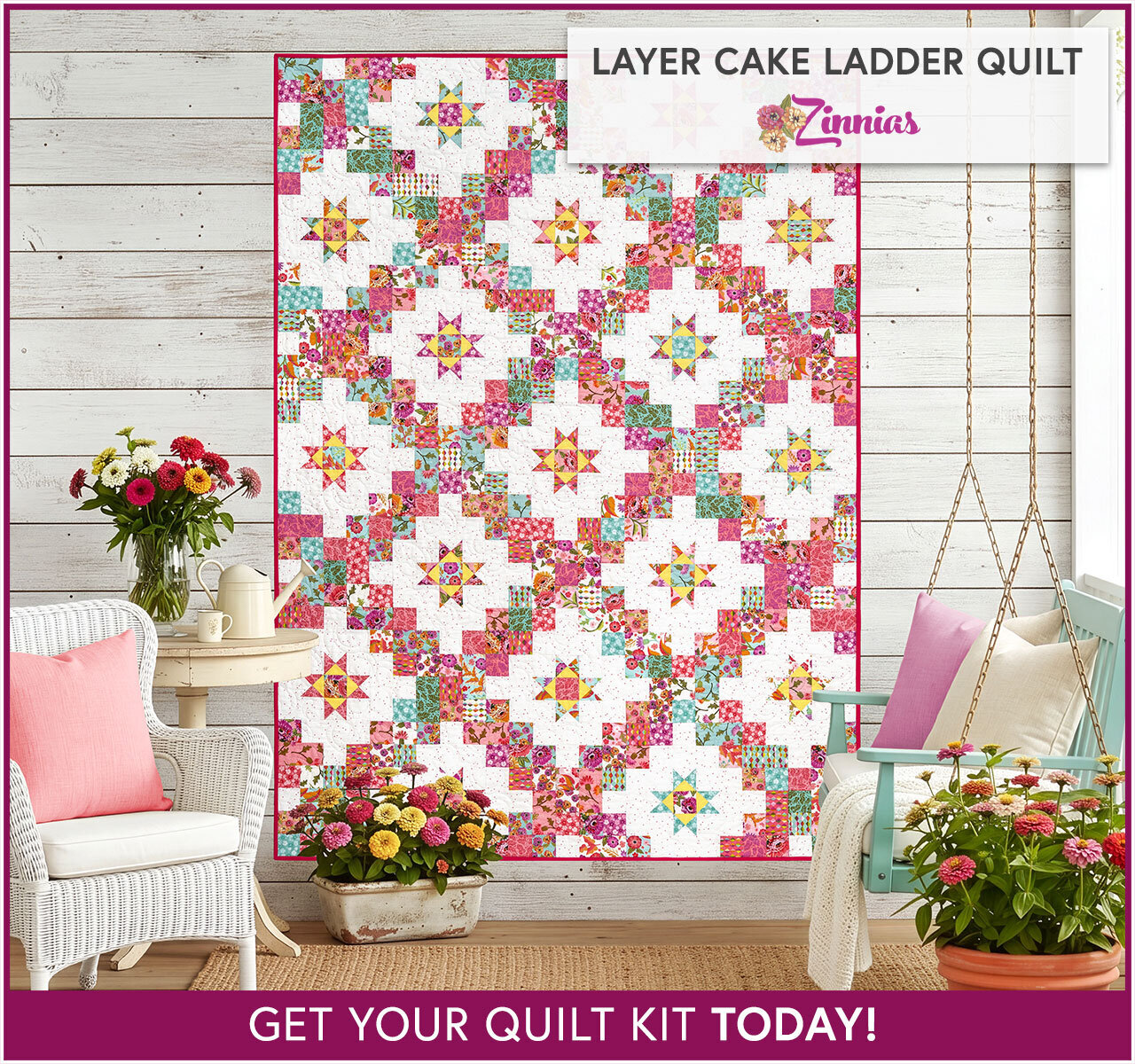 Layer Cake Ladder Quilt Kit - Zinnias