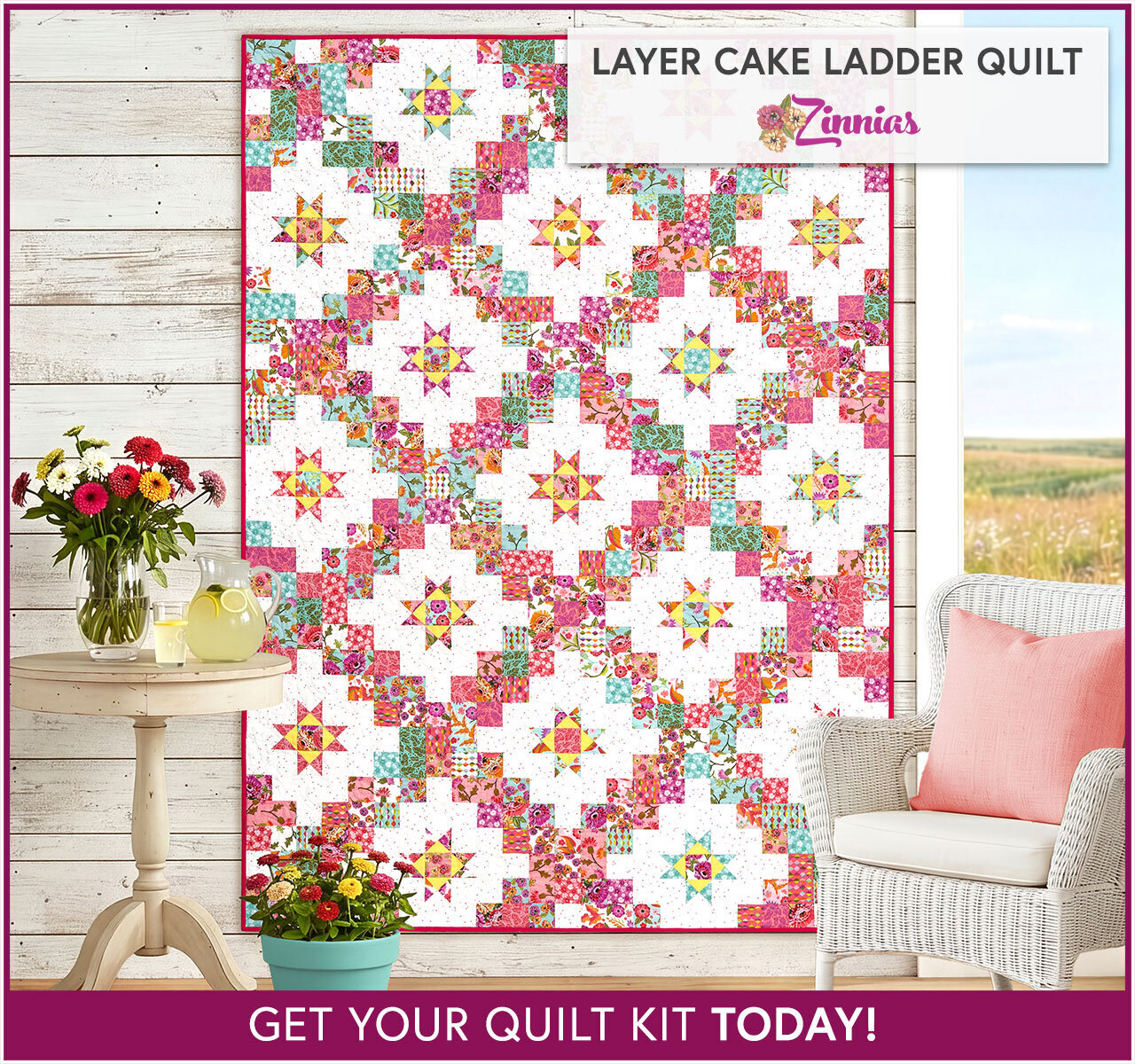 Layer Cake Ladder Quilt Kit - Zinnias
