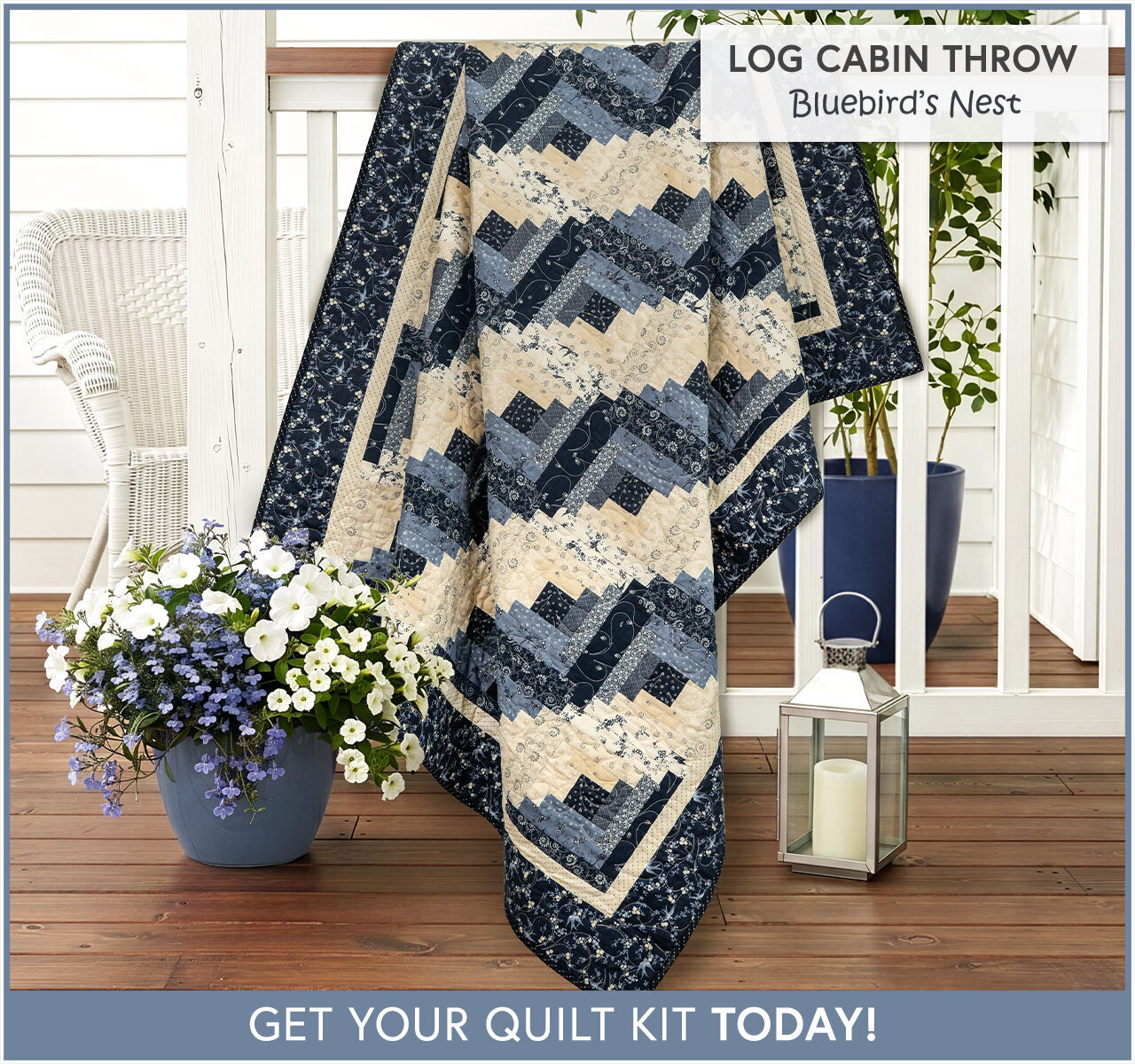 Log Cabin Throw Quilt Kit - Bluebird's Nest