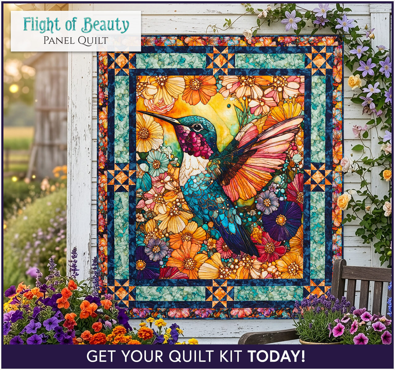 Flight of Beauty Panel Quilt kit RESERVE
