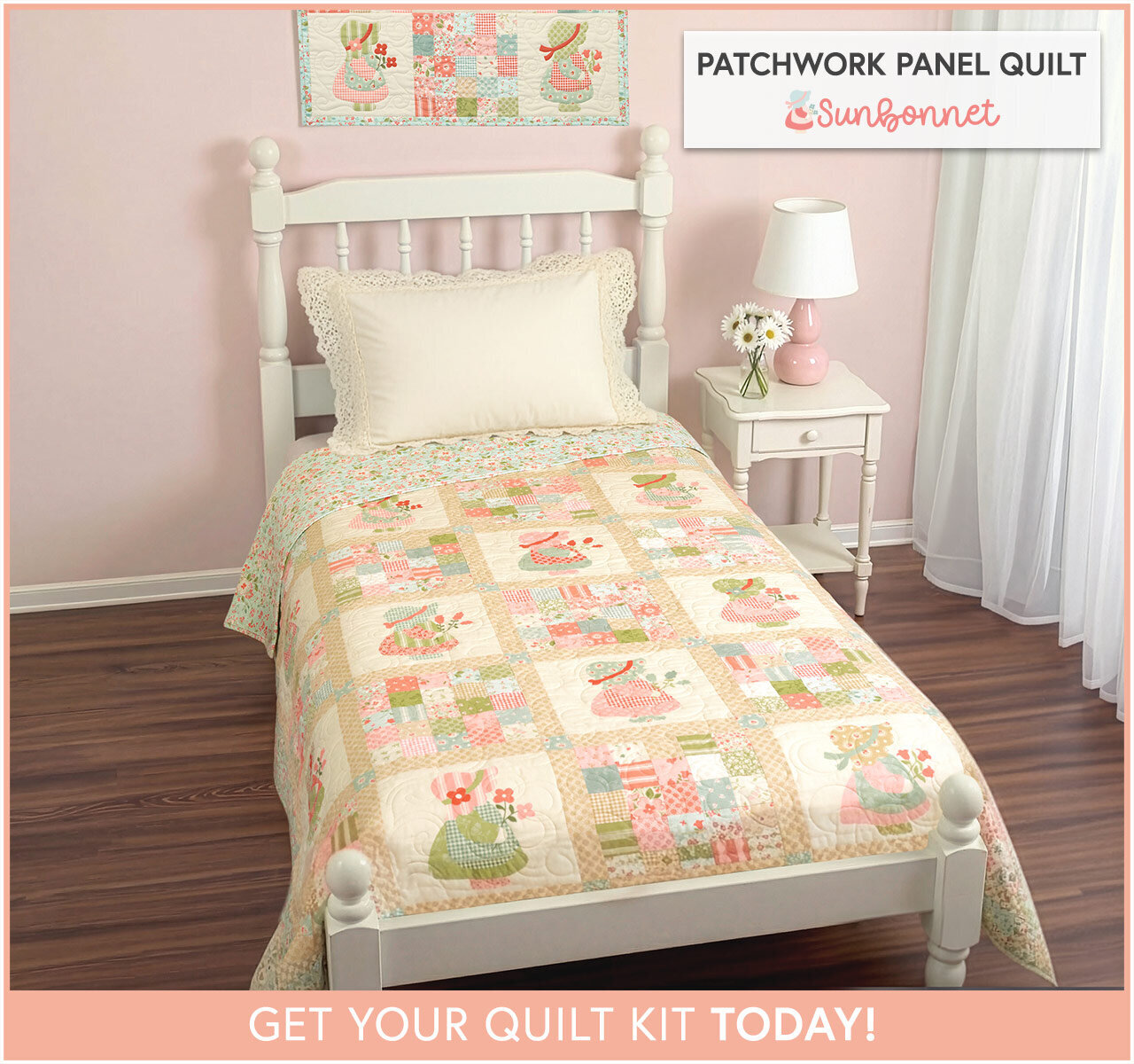 Patchwork Panel Quilt Kit - Sunbonnet