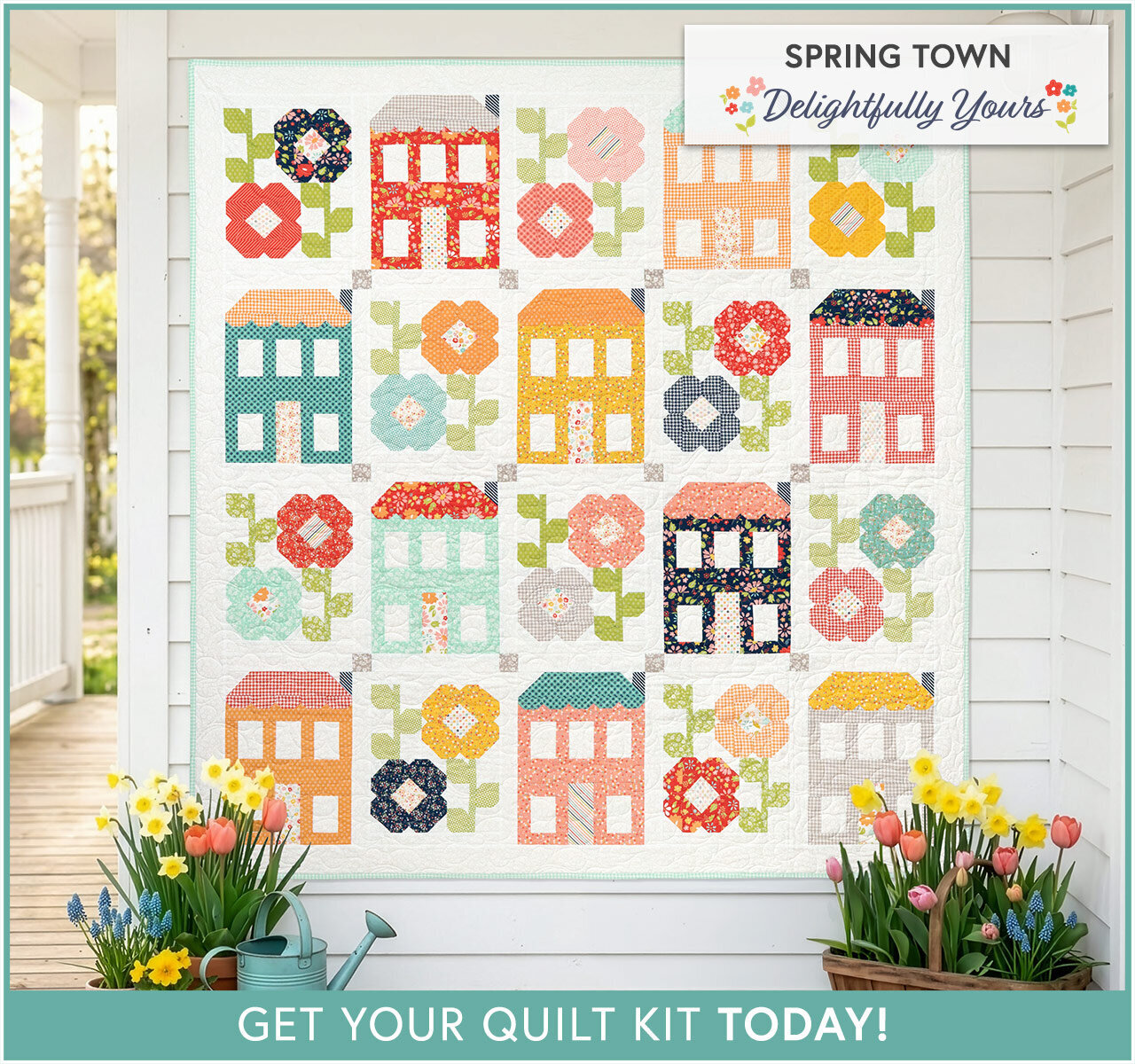 Spring Town Quilt Kit - Delightfully Yours