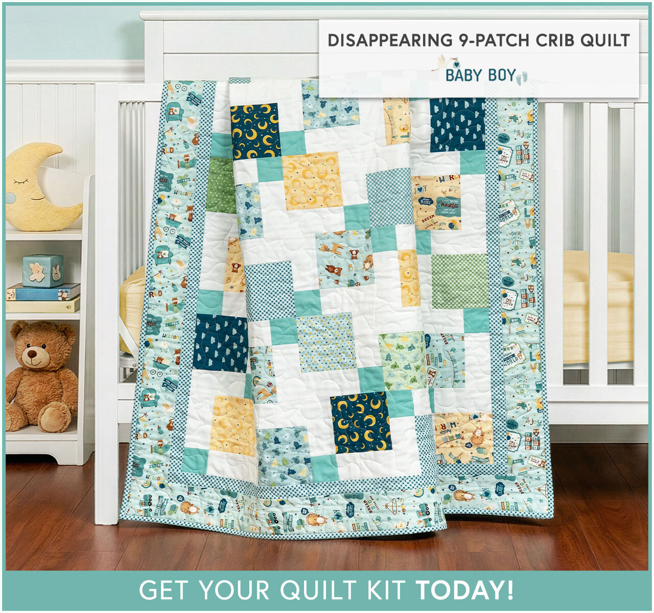 Disappearing 9-Patch Crib Quilt Kit - Baby Boy