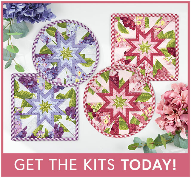Folded Star Hot Pad Kits - Hydrangeas in the Garden - Round OR Square