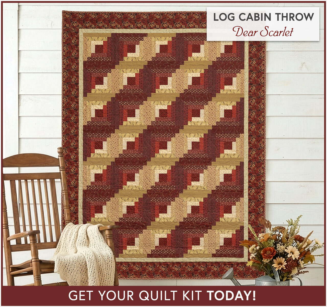 Log Cabin Throw Quilt Kit - Dear Scarlet