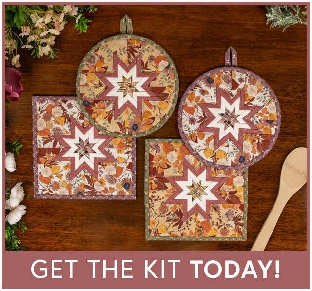 Folded Star Hot Pad Kit - Evening On The Prairie - Round OR Square - Butter and Cream