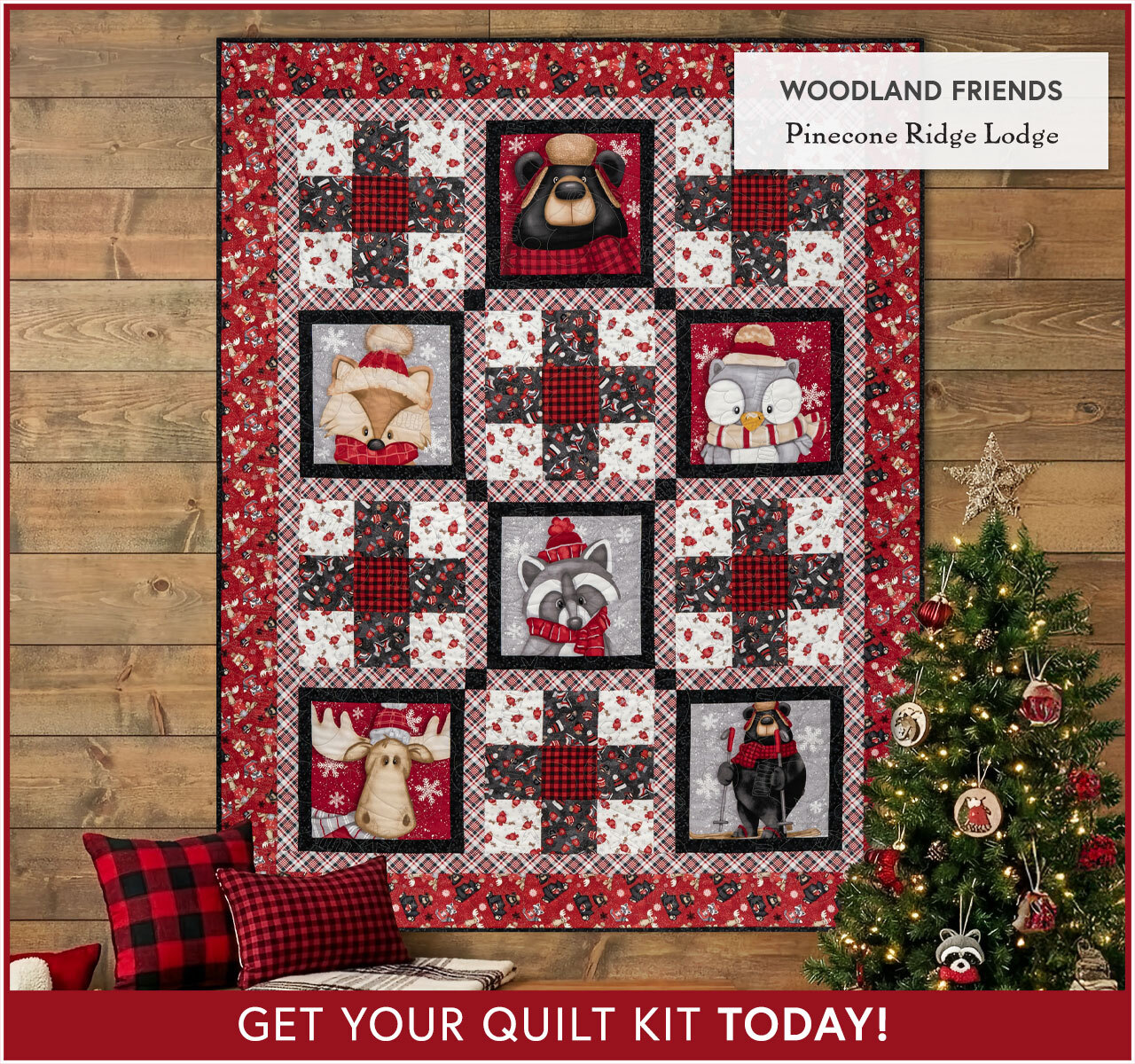 Woodland Friends Quilt Kit - Pinecone Ridge Lodge