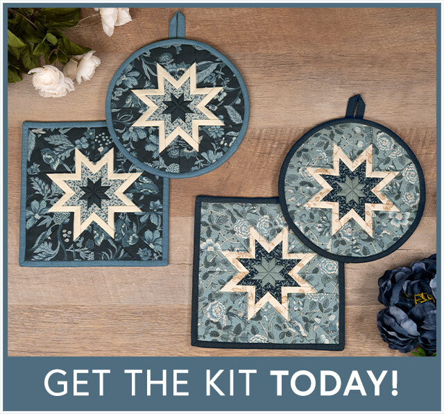 Folded Star Hot Pad Kit - Sacre Bleu - Round OR Square - Dark Blue and Medium Blue