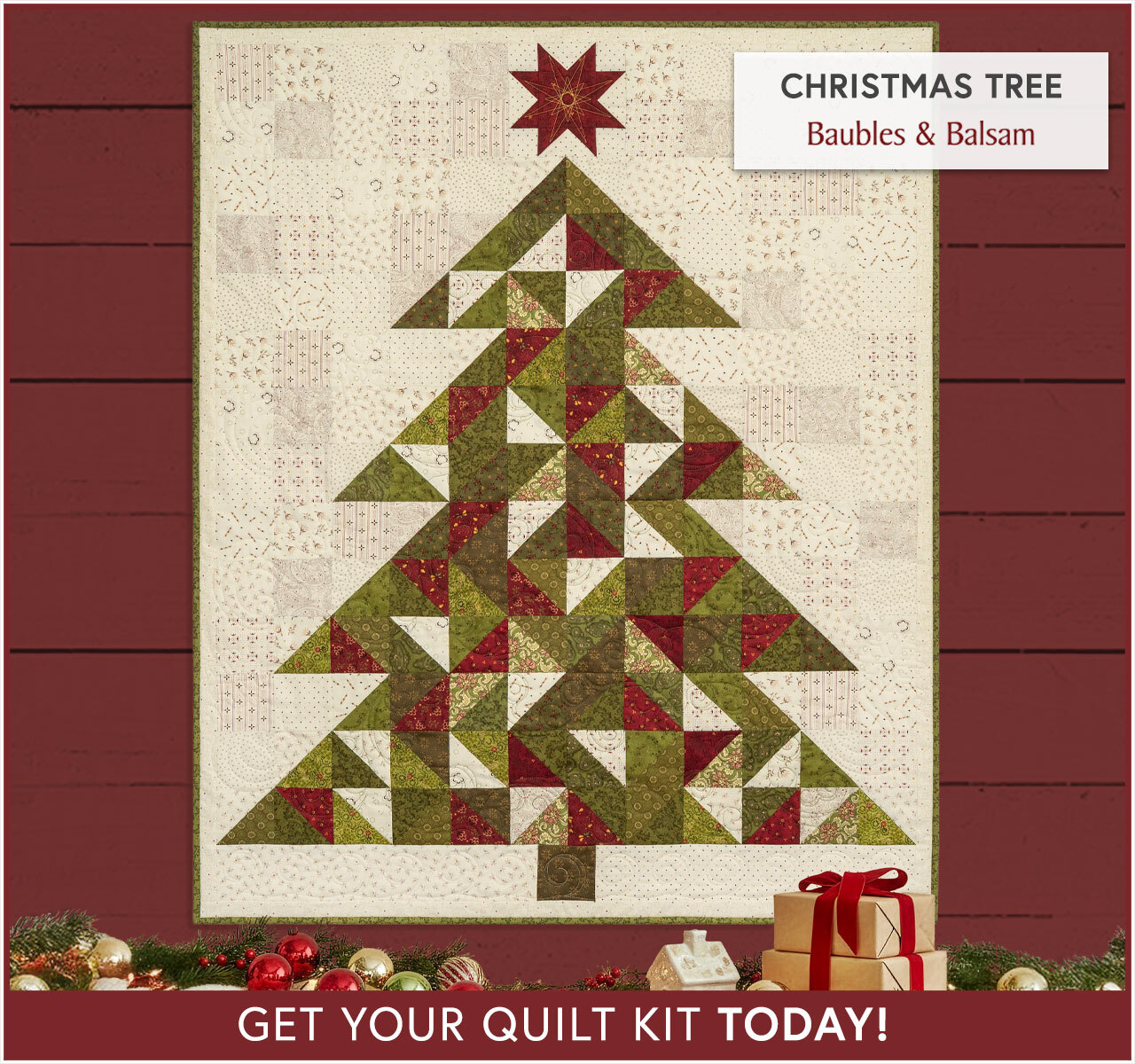 Christmas Tree Quilt Kit - Baubles and Balsam