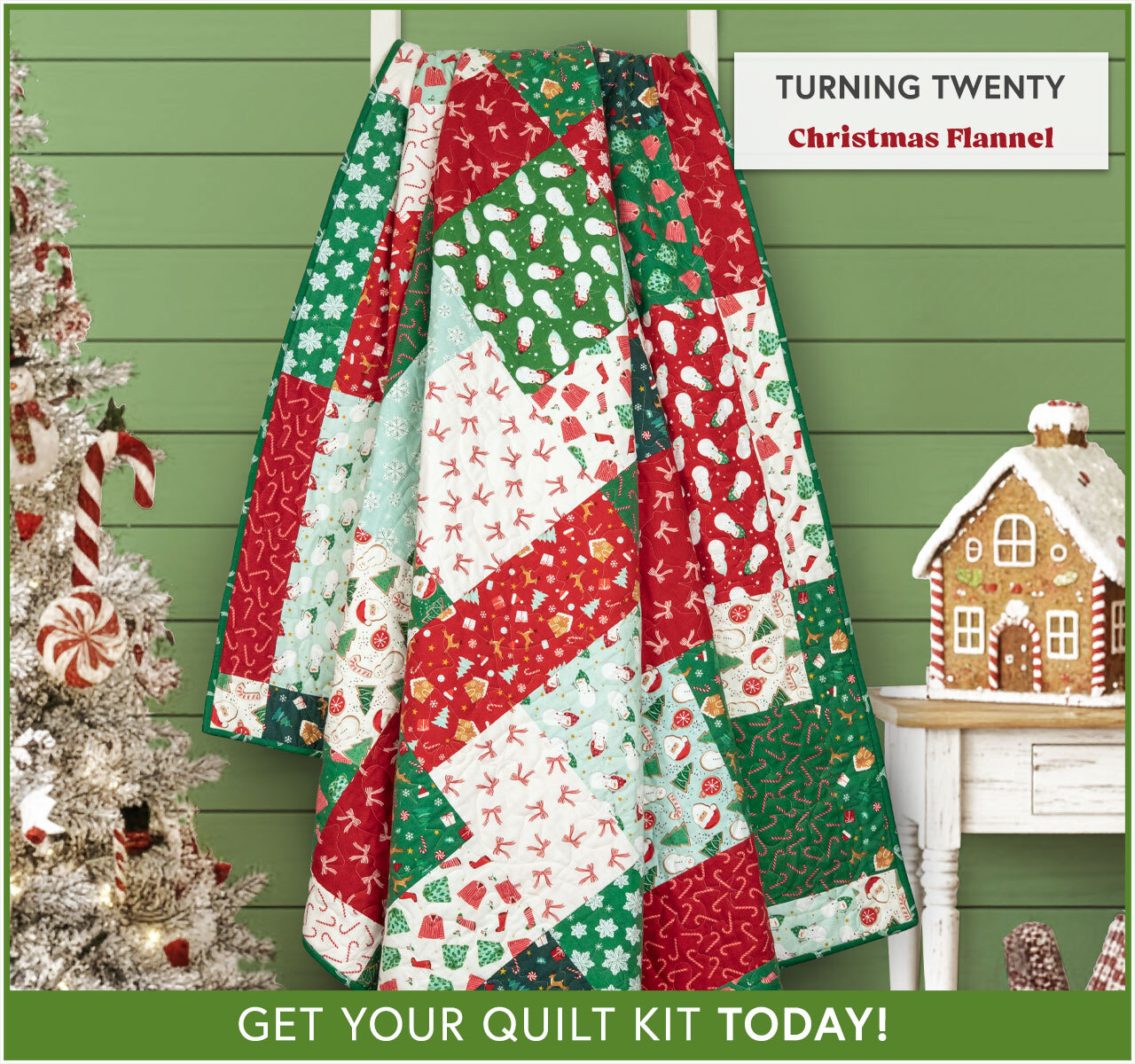 Turning Twenty Quilt Kit - Christmas Flannel