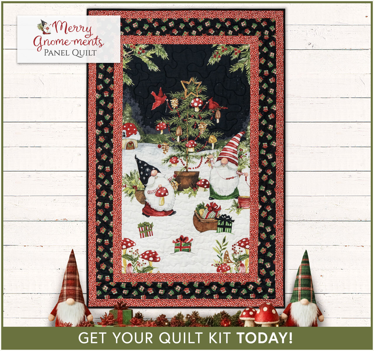 Merry Gnome-ments Panel Quilt Kit