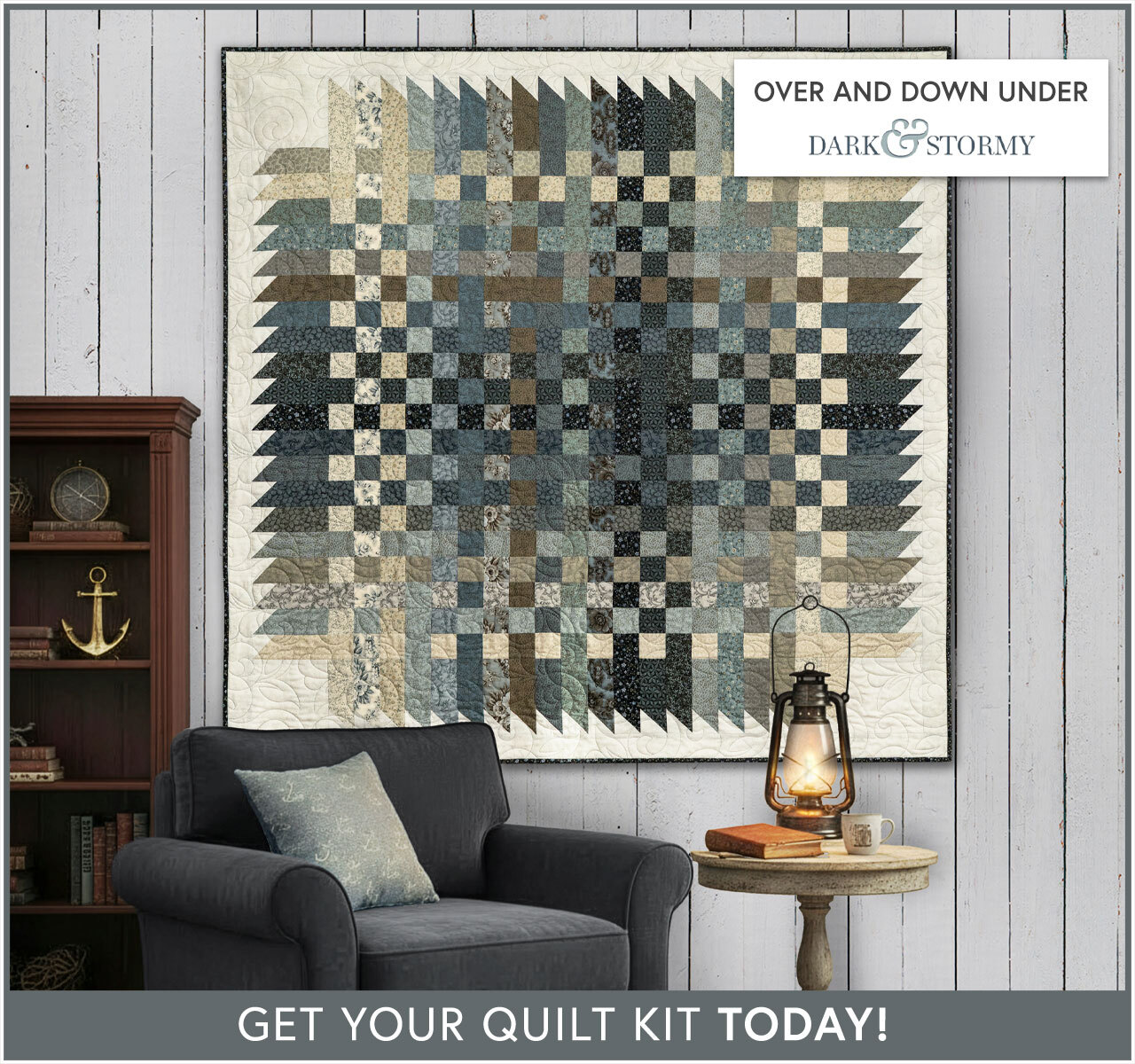 Over & Down Under Quilt Kit - Dark & Stormy
