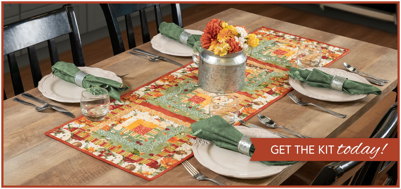Log Cabin Table Runner Kit - Harvest Blooms