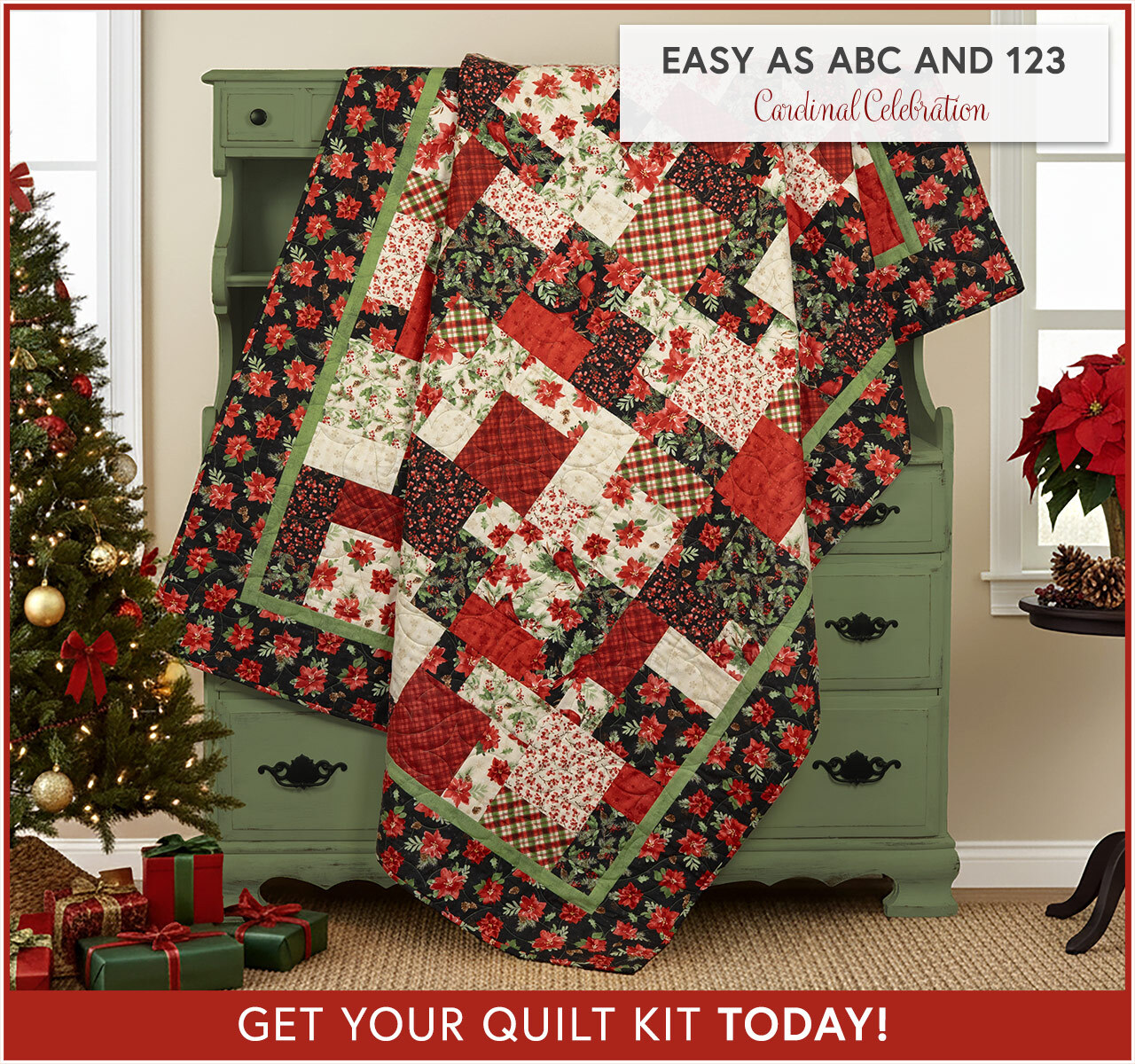 Easy as ABC and 123 Quilt Kit - Cardinal Celebration