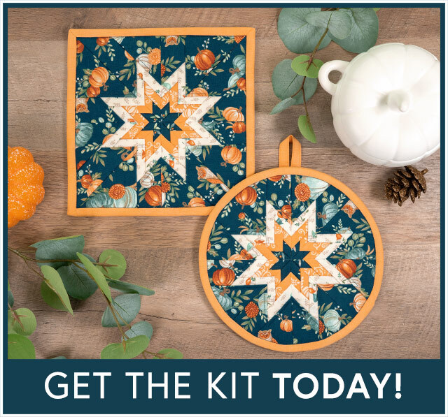 Folded Star Hot Pad Kit - I Love Fall Most Of All - Round OR Square - Blue
