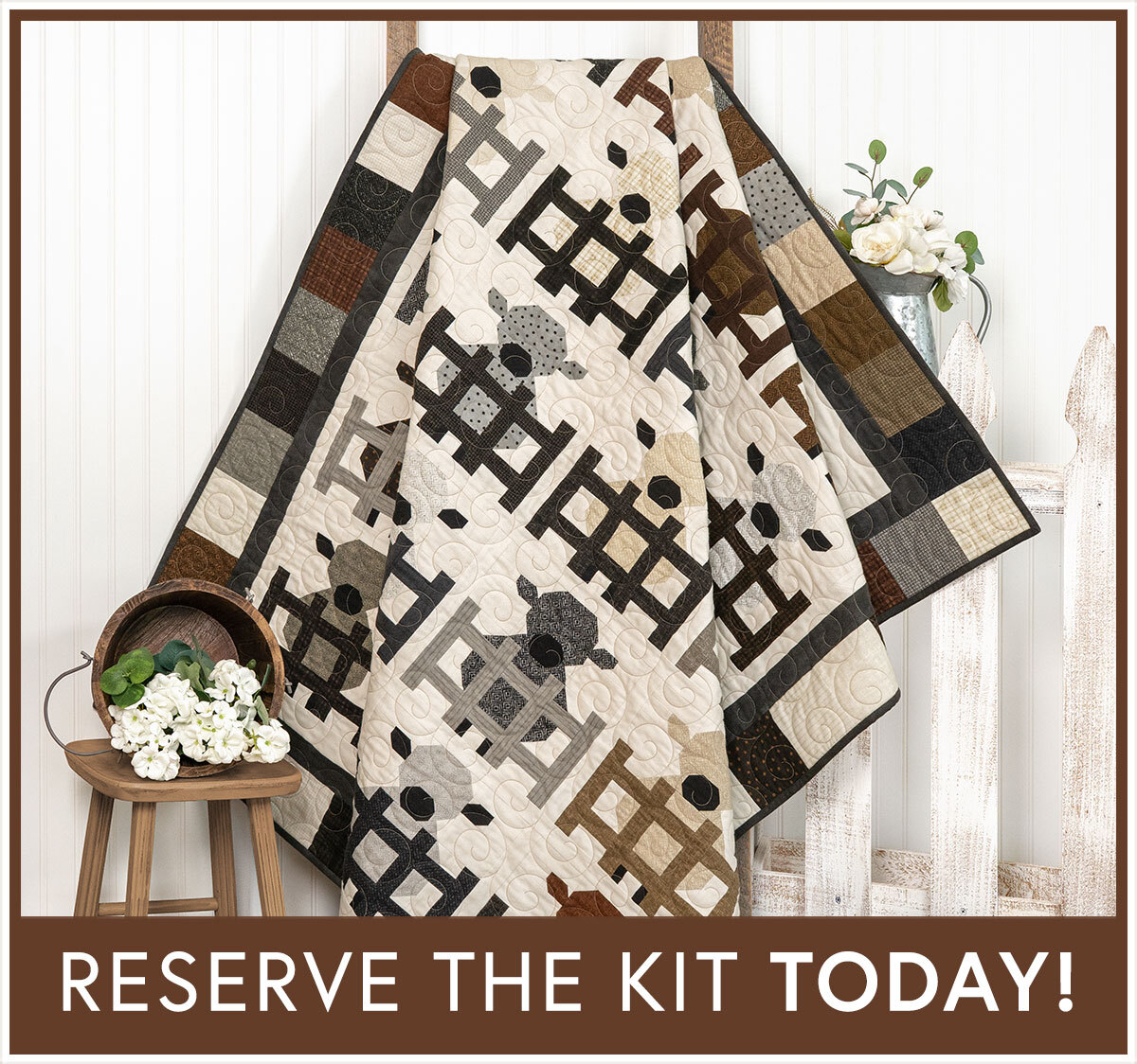 Charming Lambs Quilt Kit - Woolies Flannels - RESERVE