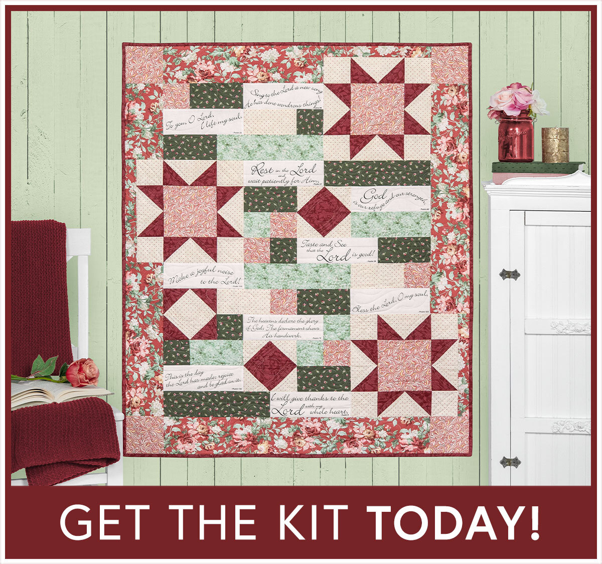 Comfort of Psalms Quilt Kit - Regal Rose