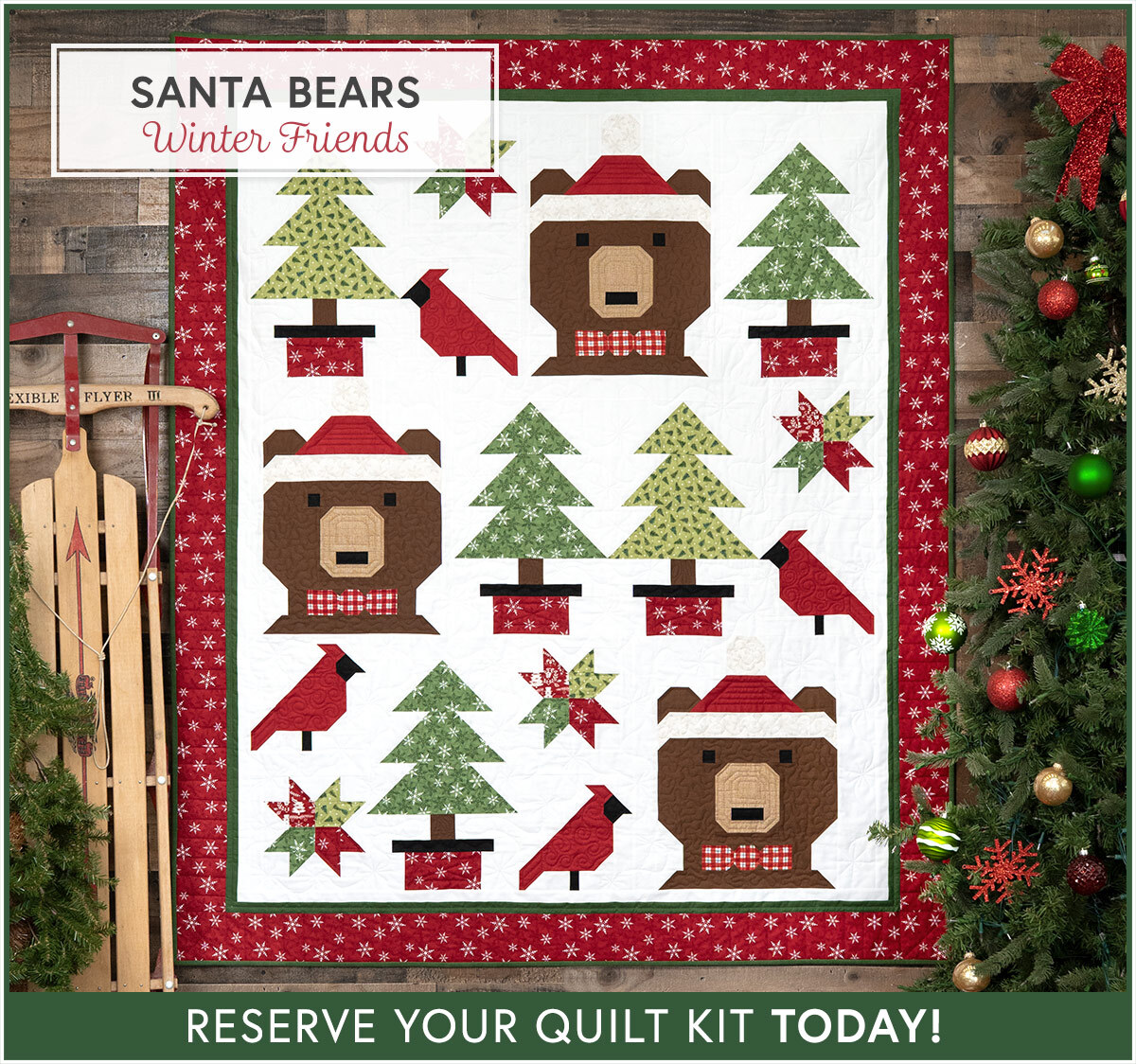 Santa Bears Quilt Kit - RESERVE