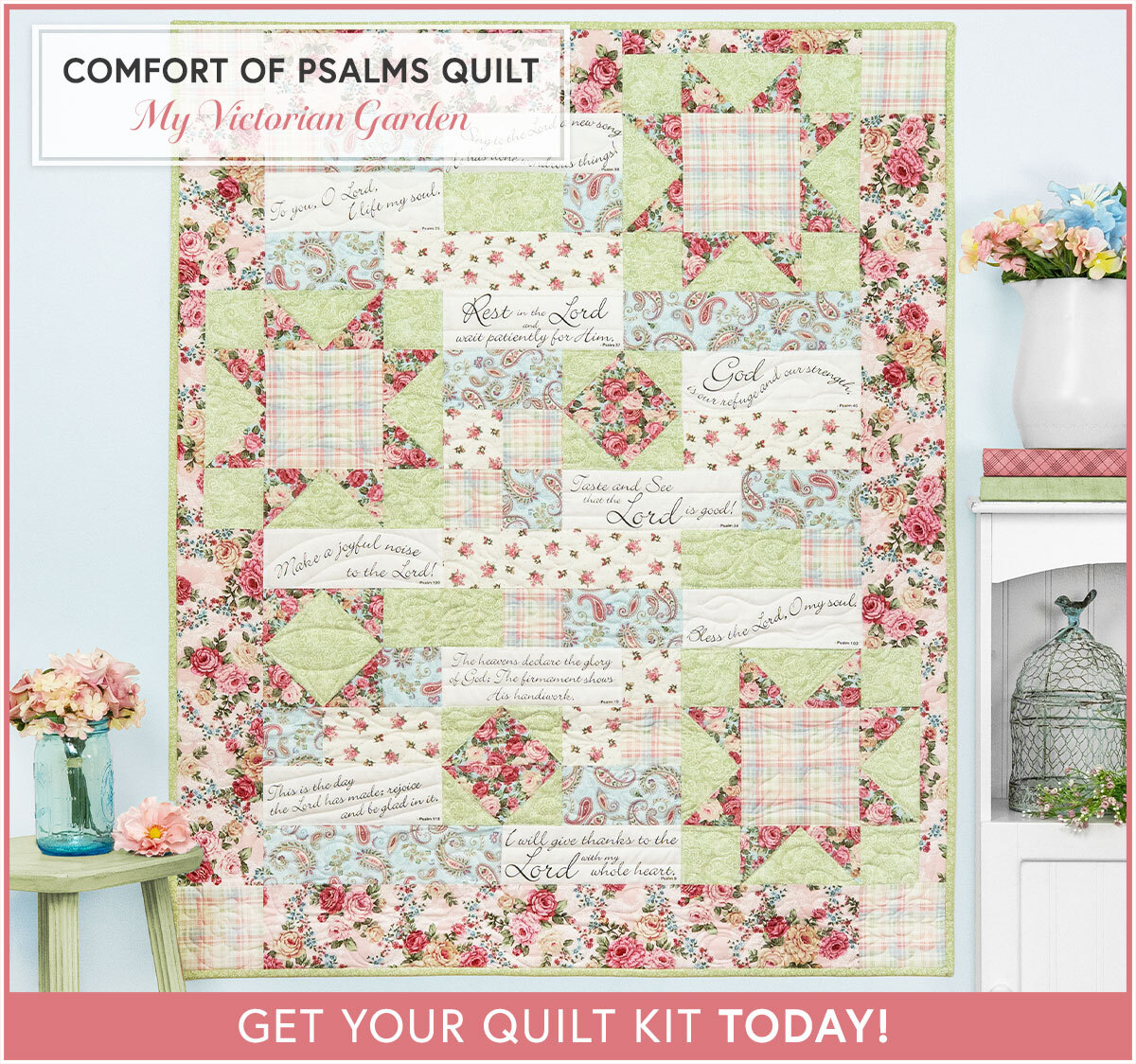 Comfort of Psalms Quilt Kit - My Victorian Garden