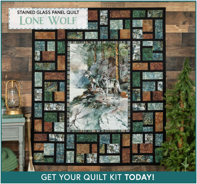 Stained Glass Panel Quilt Kit - Lone Wolf