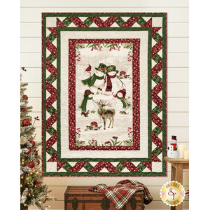 link to Ribbon Border Panel Quilt Kit - Woodland Snowmen