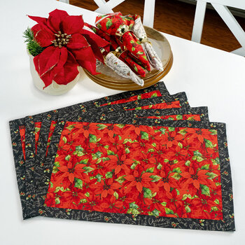 Self-Binding Placemats Kit - Poinsettia Radiance