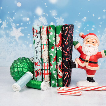 Dancing Santas by 3 Wishes Fabric