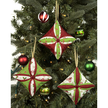 Cathedral Window Ornaments - Peppermint and Pine