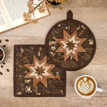 Folded Star Hot pad Kit - Coffee time - Round OR Square - Brown