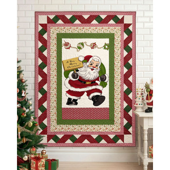 Ribbon Border Panel Quilt Kit - Santa's Coming to Town