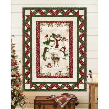 Ribbon Border Panel Quilt Kit - Woodland Snowmen