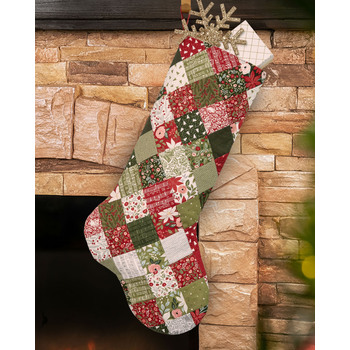Fast Fusible Patchwork Large Stocking Kit - Berry & Pine 