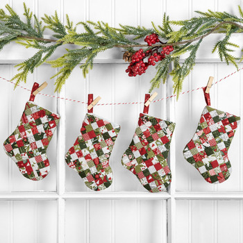 Fast Fusible Patchwork Tiny Stockings Kit - Berry & Pine - Makes 4