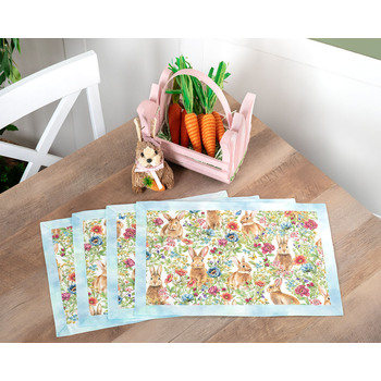 Self-Binding Placemats Kit - Makes 4 - Bunnies & Blooms